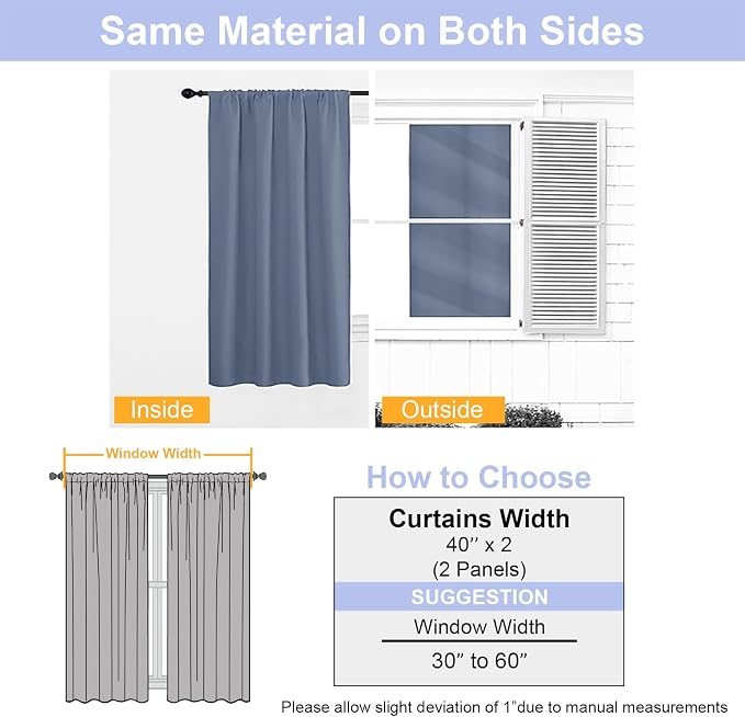Simplebrand Ava Denim Blue Short Blackout Curtains - Image 8