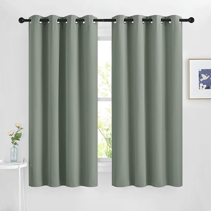 NICETOWN Sage Green Blackout Curtains 63 inch Length by NICETOWN