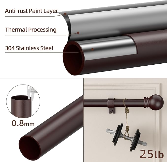 SMODBRODRE Curtain Rods for Window 32 to 120 - Image 2
