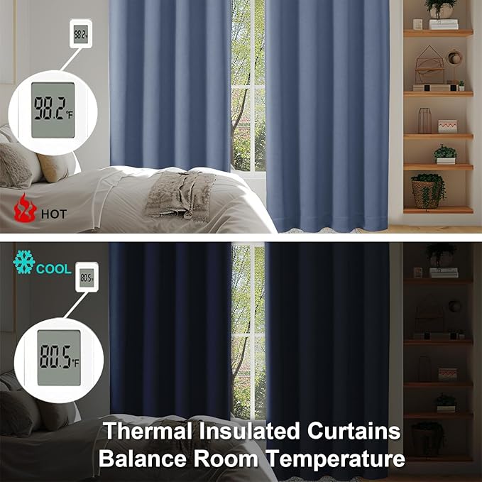 Simplebrand Ava Denim Short 24 Inches Blackout Curtain 2 Panels Set, Half - Image 6