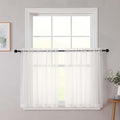 Ivory Kitchen Curtains 30 Inch Length Tier 2 PCS, Solid Soft Airy Half Curtains by WelvetBLK