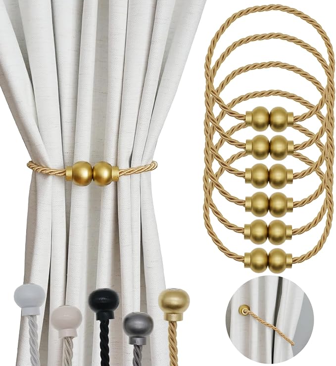 6 Pack Magnetic Curtain Tiebacks Modern Handmade Rope Curtain Tie Backs by HIASTRA