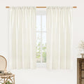 LAMIT Cream Linen Curtains 54 Inch Length 2 Panels, Light Filtering Faux Linen by LAMIT