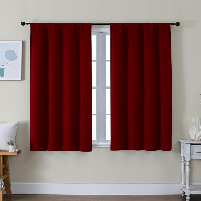 Simplebrand Ava Red Short Blackout Curtains by Simplebrand