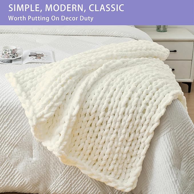 Bigacogo Chunky Knit Throw Blanket - Image 3