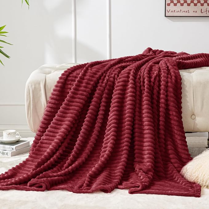 BEDELITE Fleece Throw Blanket for Couch – 3D Ribbed Jacquard Soft and Warm - Image 7