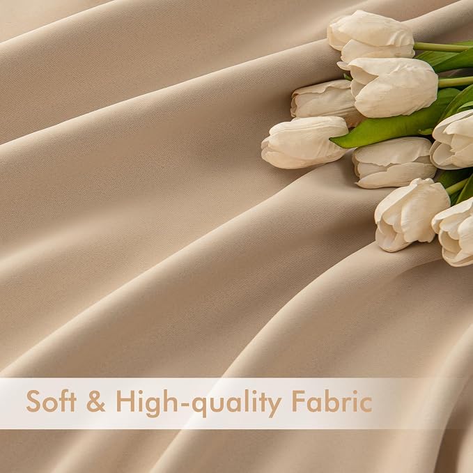 MIULEE Back Tab Beige Curtains 96 Inch Long 2 Panels Set - Image 6