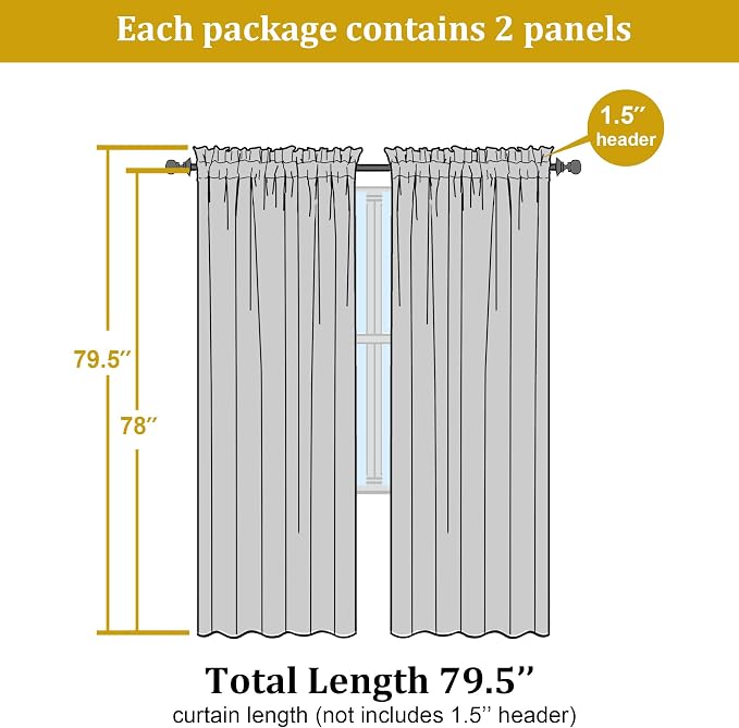 OWENIE Black Sheer Curtains, Sheer Curtains 78 inch Length 2 Panels Set - Image 4
