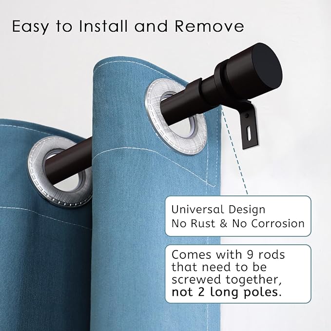 Byondeth Curtain Rods for Windows 16 to 144 Inches Adjustable Length 1 Inch - Image 2