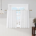 Nanspring White Linen Semi Sheer Cafe Curtains 36 Inch Length 2 Panel Set Back by Nanspring