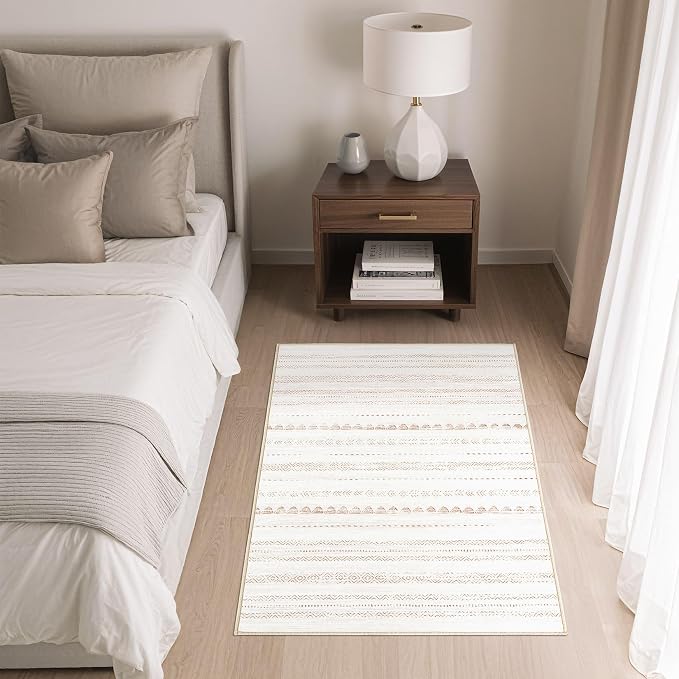 Nakagishi 2X3 Rug Washable Area Rug: Small Soft Boho Farmhouse Neutral Moroccan - Image 4