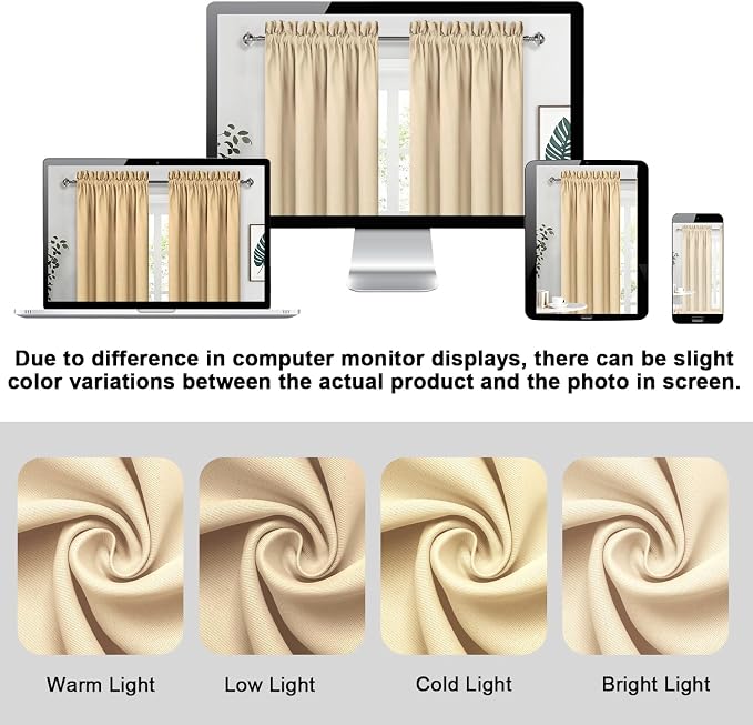 DWCN Beige Room Darkening Curtains - Image 2