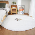 Ghouse Faux Rabbit Fur Round Rug 5 Ft White Round Rugs by Ghouse