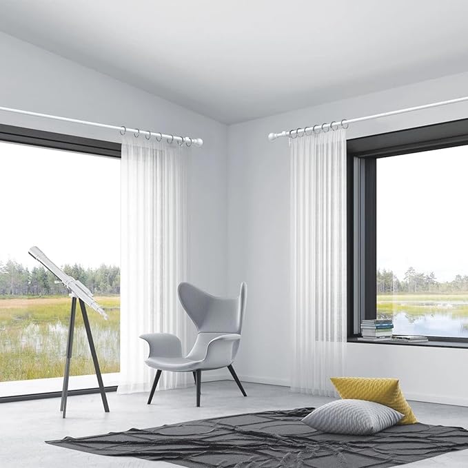 Thestoa Curtain Rods for Windows 66-120 Inch, 5/8" White Curtain Rods, - Image 4