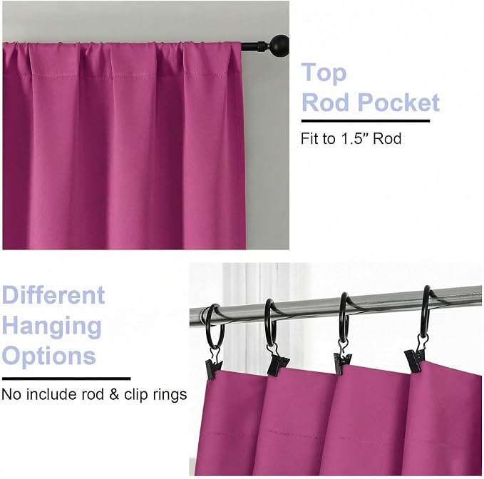 Simplebrand Ava Hot Pink Blackout Curtains - Image 4