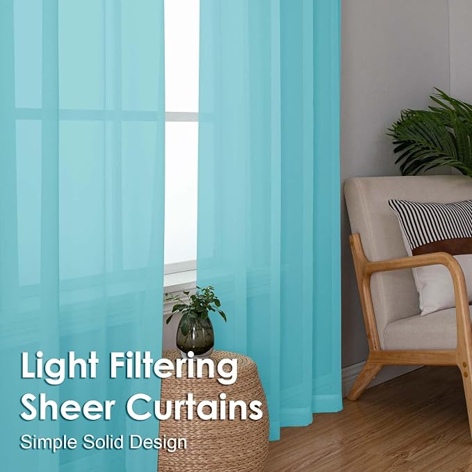 OVZME Sheer Curtains 63 inch Length 2 Panels Set - Image 6