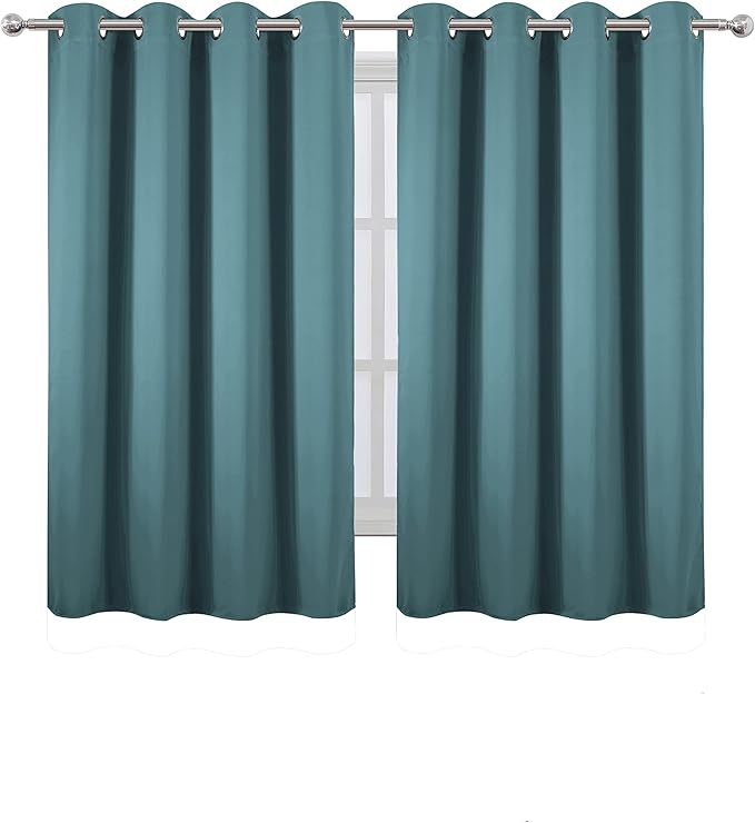LEMOMO Sea Teal Thermal Blackout Curtains/52 x 54 Inch/Set of 2 Panels Room - Image 2