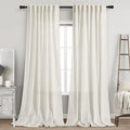 Cream Linen Curtains 102 inches Long 2 Panels Set by Nanspring