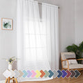 Simplebrand Sheer White Curtains 96 Inches Long, Light Filtering Rod Pocket by Simplebrand