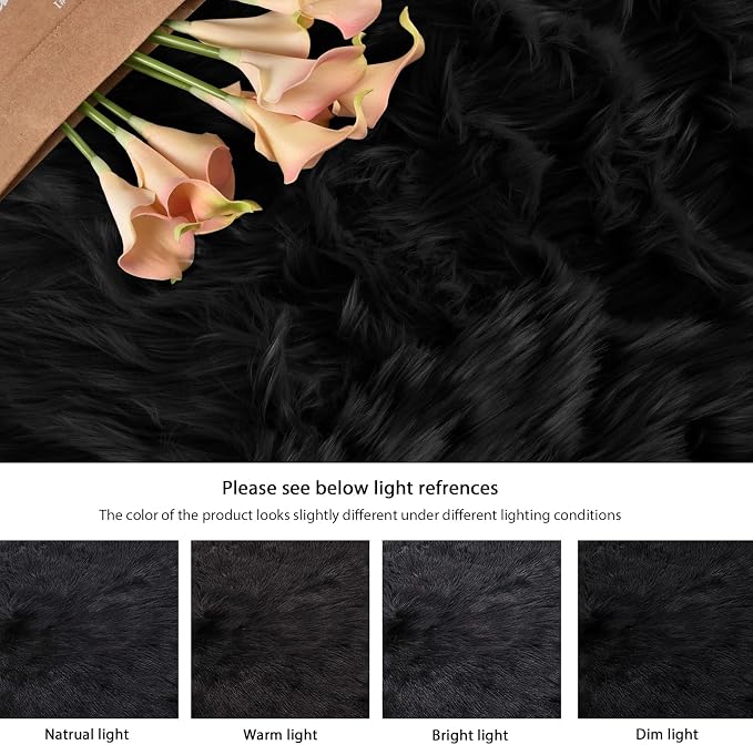 ORINOVA Black Rug for Bedroom 5x7 Area Rugs for Living Room Washable Shaggy - Image 8