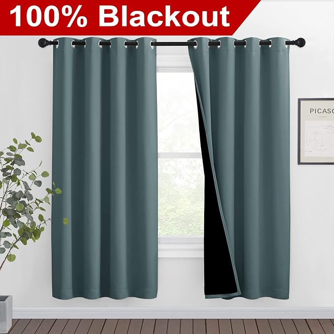 NICETOWN 100% Blackout Window Curtain Panels, Full Light Blocking Drapes - Image 2