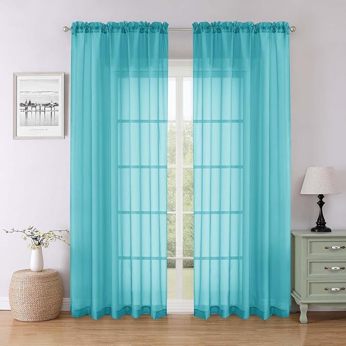 Lecloud Turquoise Sheer Curtains by Lecloud