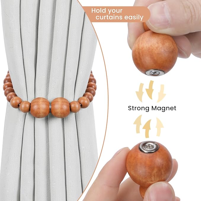 Magnetic Curtain Tiebacks, 4 Pack Curtain Holdbacks - Image 2