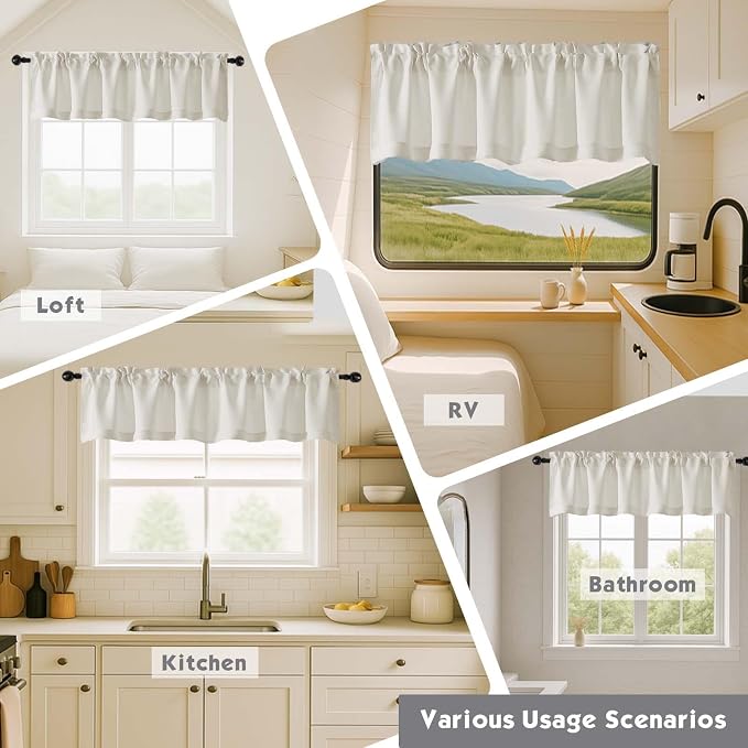 Chyhomenyc Kitchen Valances for Windows, Short Window Valance Curtains for - Image 7