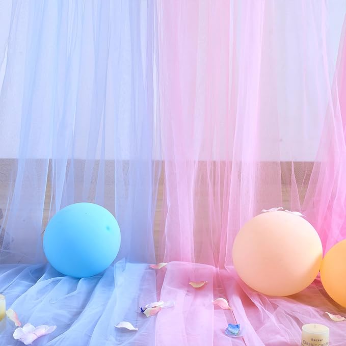 Pink and Blue Tulle Backdrop Curtains - Image 4