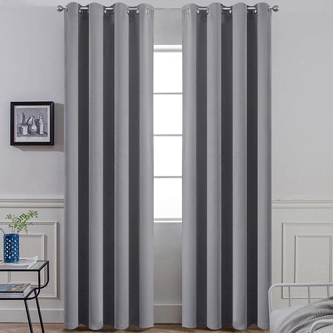 Yakamok Blackout Curtains 96 Inches Thermal Insulated Grey Room Darkening by Yakamok