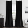 Guken Black 100% Blackout Linen Curtains 102 Inch Length 2 Panels Set by Guken