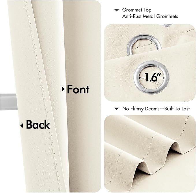 MIULEE Birch Blackout Curtains for Bedroom Living Room 63 Inches Long 2 Panels - Image 4