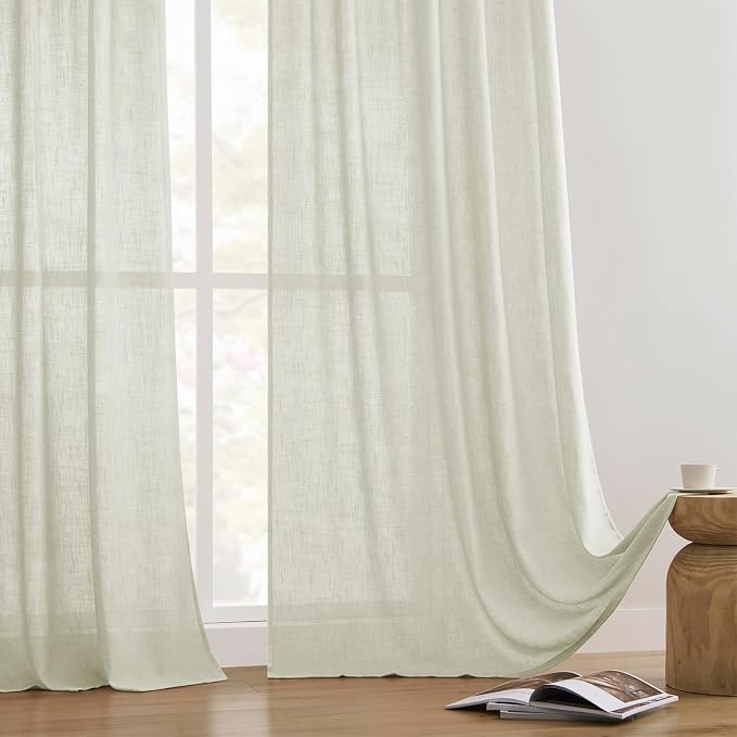 Joydeco Linen Curtains 96 Inch Length 2 Panel Sets, Light Filtering Curtains - Image 8
