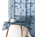 HOMEIDEAS Stone Blue Floral Sheer Curtains 84 Inches Long 2 Panels Embroidered by HOMEIDEAS