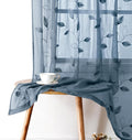 HOMEIDEAS Stone Blue Floral Sheer Curtains 96 Inches Long 2 Panels Embroidered by HOMEIDEAS