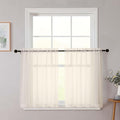Cream Kitchen Curtains 30 Inch Length Tier 2 PCS, Solid Soft Airy Half Curtains by WelvetBLK
