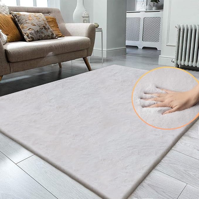 ORINOVA Faux Fuzzy Machine Washable Bunny Fur Area Rugs - Image 3