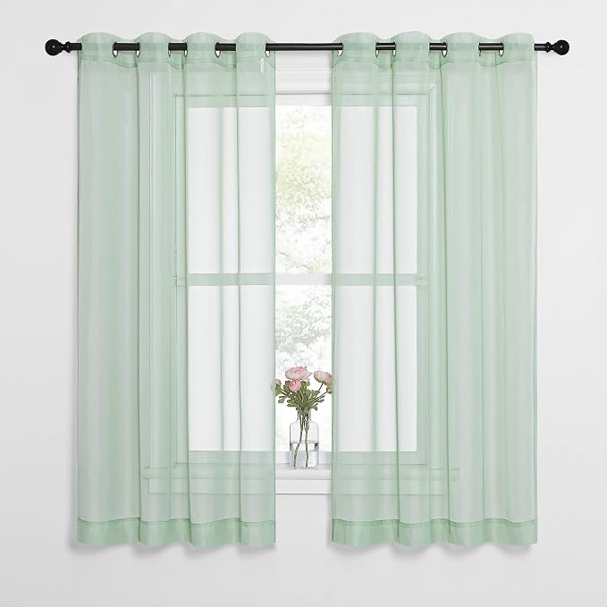 NICETOWN Sheer Curtains for Bedroom Windows, Grommet Top Voile Sheer Country by NICETOWN