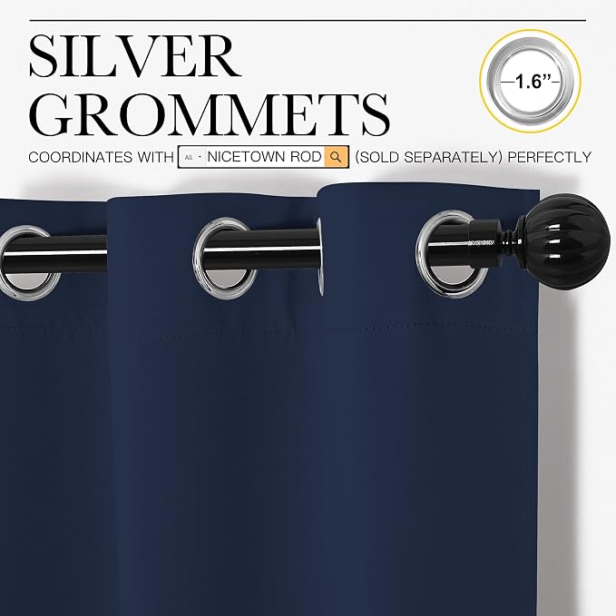 NICETOWN Navy Blackout Curtains 86" Long - Image 3