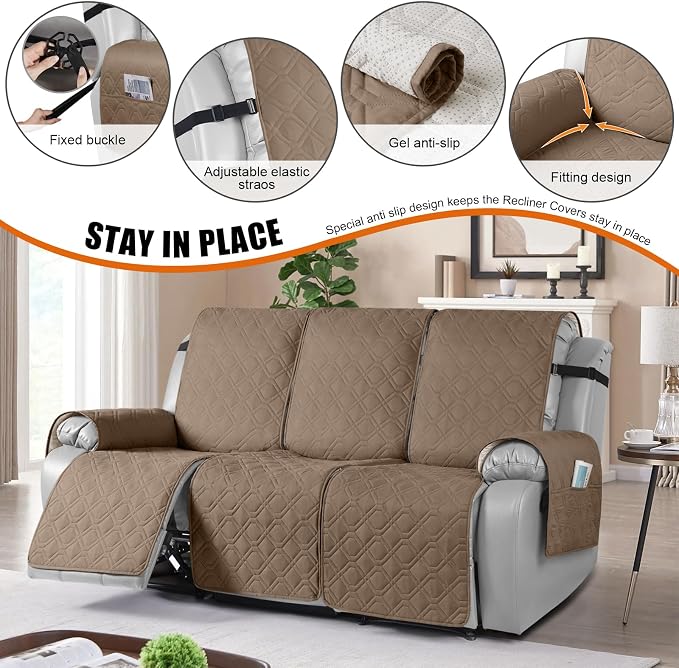 VANSOFY Waterproof Recliner Couch Covers, Sofa Covers 1-Piece Washable - Image 3