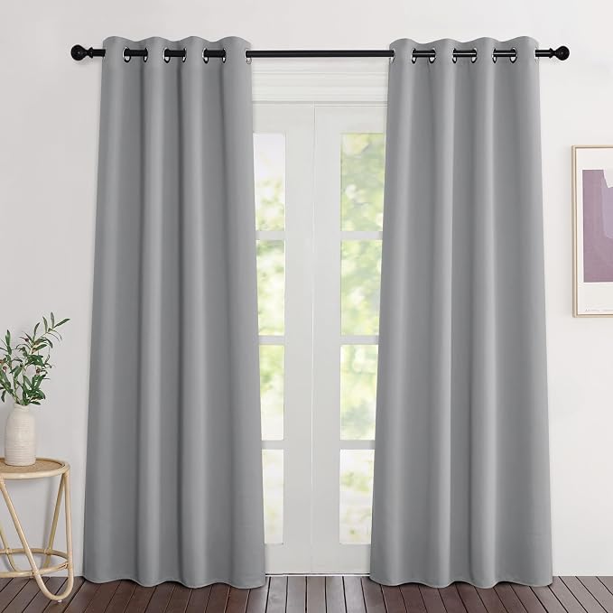 NICETOWN Silver Grey Curtains 84 inch Length 2 Panels, Grommet Thermal by NICETOWN
