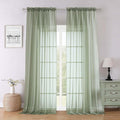 Lecloud Sage Green Sheer Curtains 96 Inches Long 2 Panels, Solid Airy Voile by Lecloud