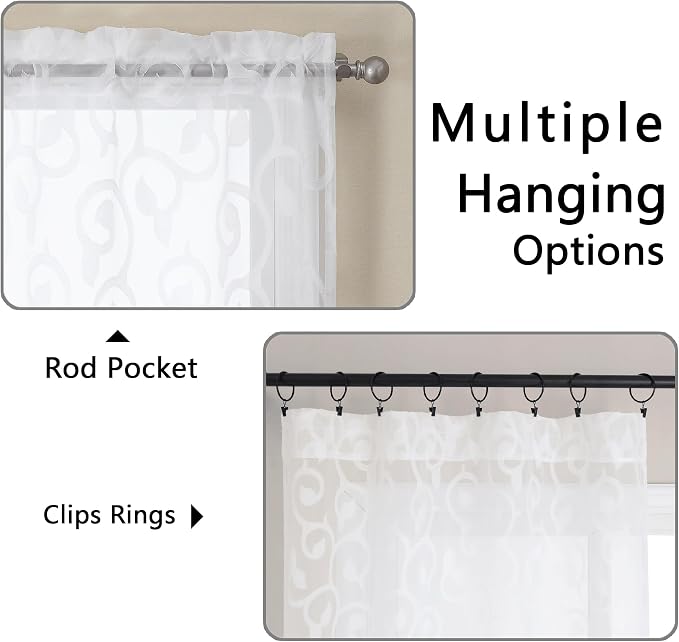 OWENIE Furman Sheer White Curtains 90 inches Long - Image 4