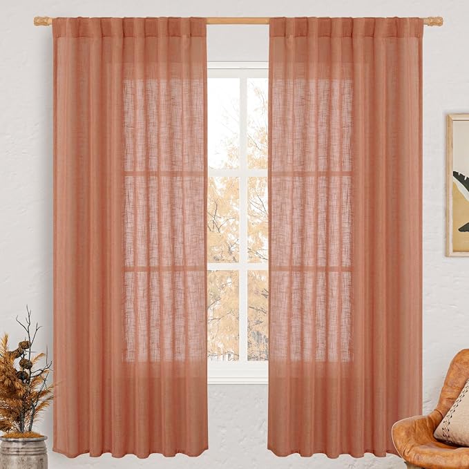 LAMIT Terracotta 72 inch Linen Curtains by LAMIT