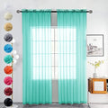 youleyar Solid Sheer Rod Pocket Curtain Voile Draperies 2 Panels White Beige by Youleyar
