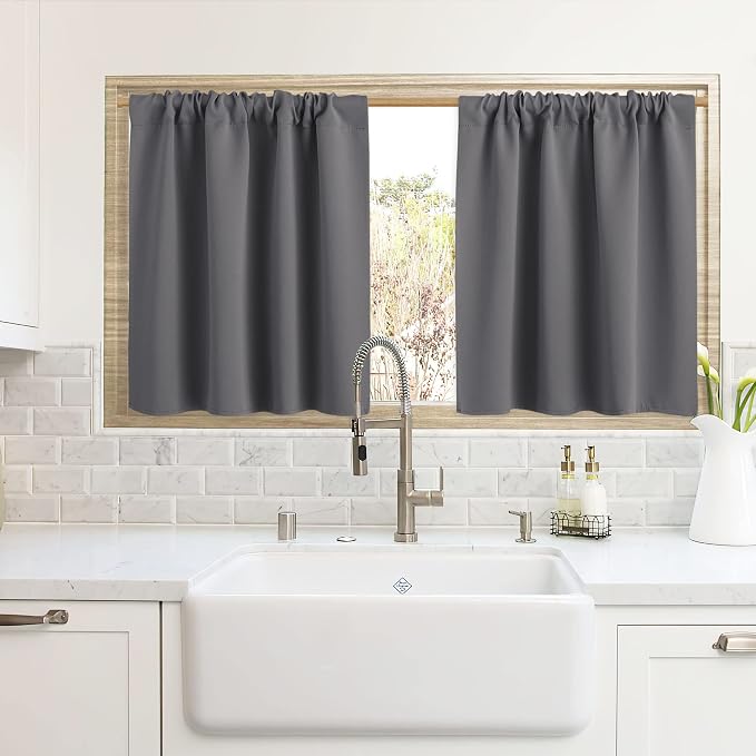 RYB HOME Cafe Blackout Curtains 24 inch Length, RV Curtains by RYBHOME
