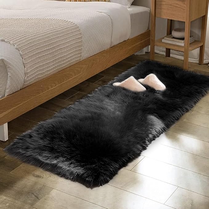 ORINOVA Black Washable Fluffy Area Rugs by ORINOVA