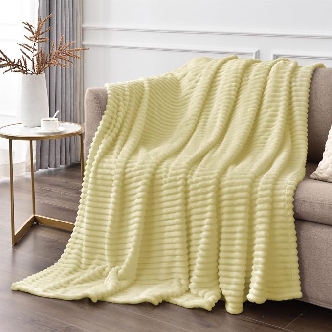 BEDELITE Fleece Blanket Twin Size – 3D Ribbed Jacquard Soft and Warm Decorative - Image 4