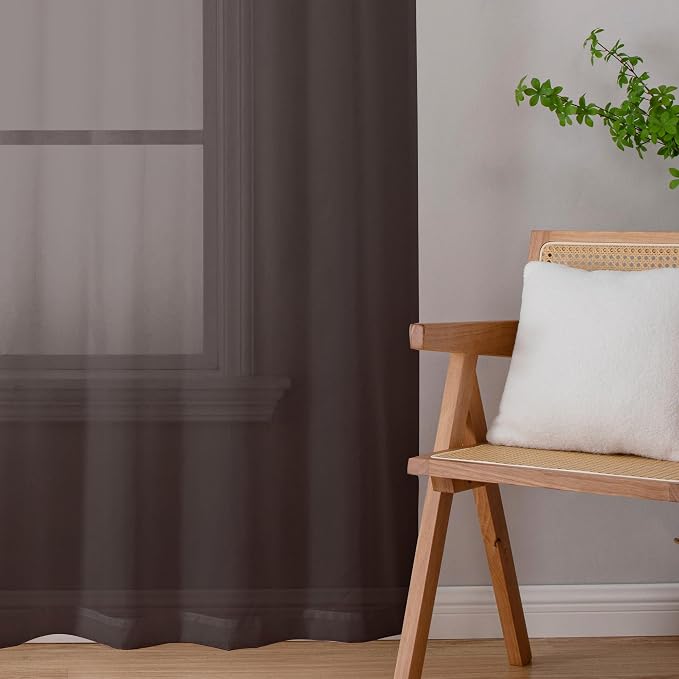 Chyhomenyc Chocolate Brown Sheer Curtains 72 Inch Length 2 Panels, Light - Image 7