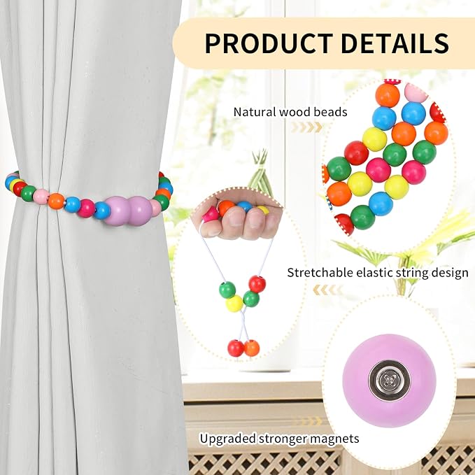 KLOGTSIND Magnetic Curtain Tiebacks, 4 Pack Curtain Holdbacks - Image 5